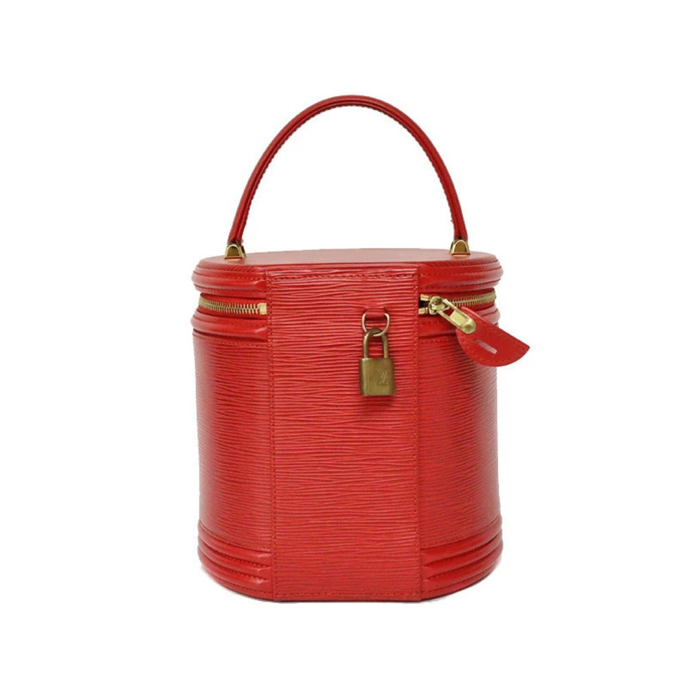 Louis Vuitton Vanity Bag Epi Handbag Leather Castilian Red Bucket Cannes